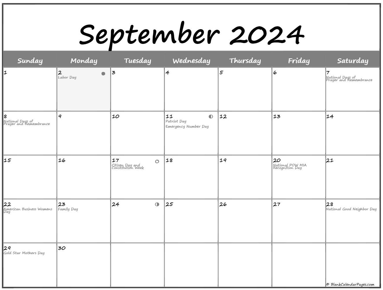 Moon Calendar September 2022 September 2022 Lunar Calendar | Moon Phase Calendar