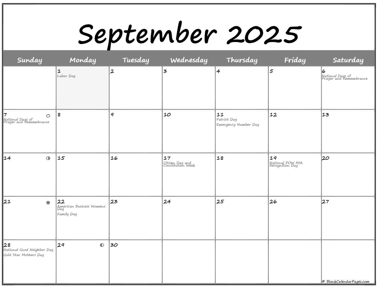 September 2025 Lunar Calendar Moon Phase Calendar