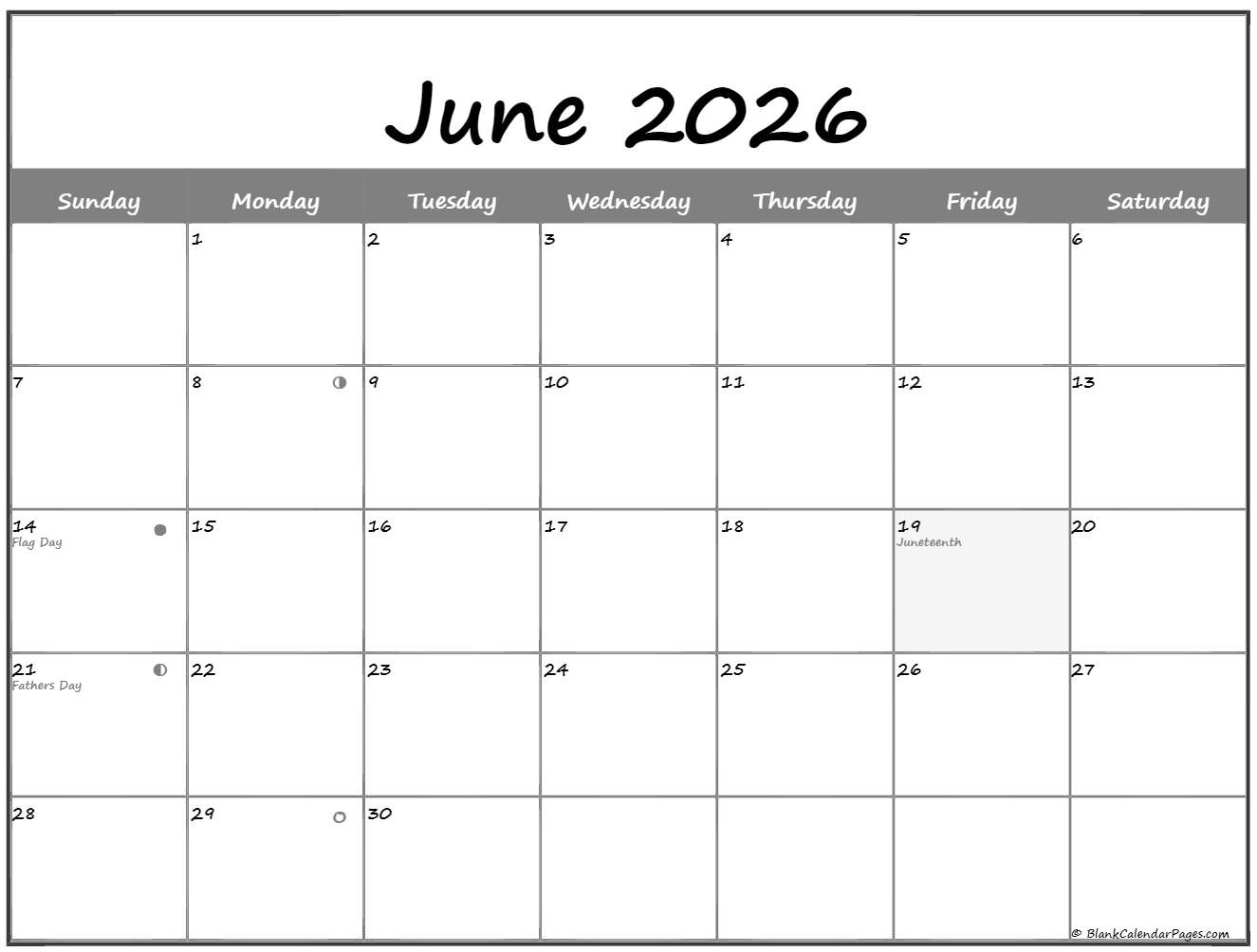 June 2021 Lunar Calendar Moon Phase Calendar