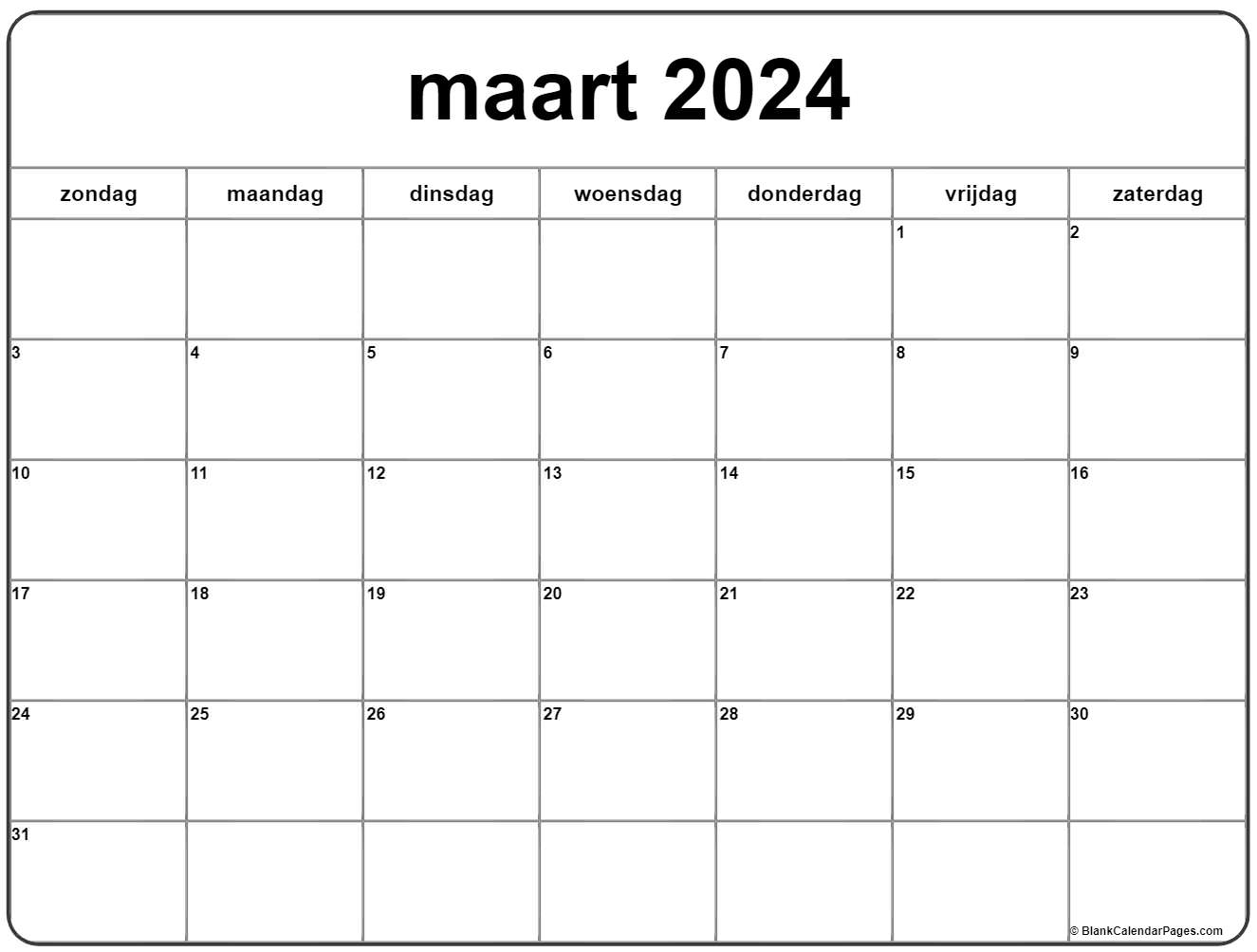 maart 2022 kalender.