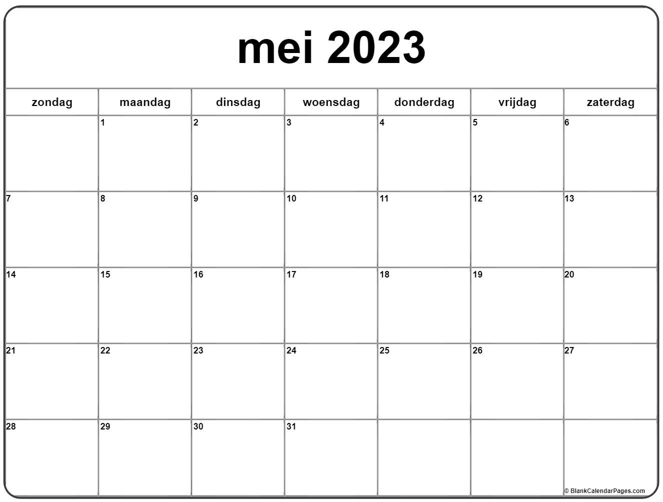 Ongewijzigd Varken Moet mei 2023 kalender Nederlandse | Kalender mei