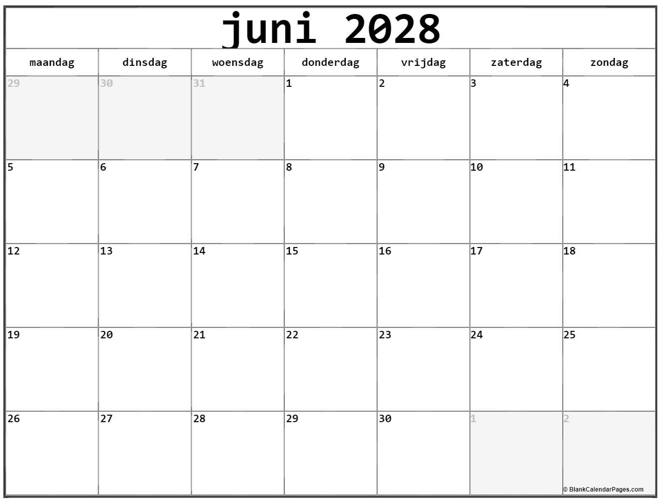 juni 2028 calendario