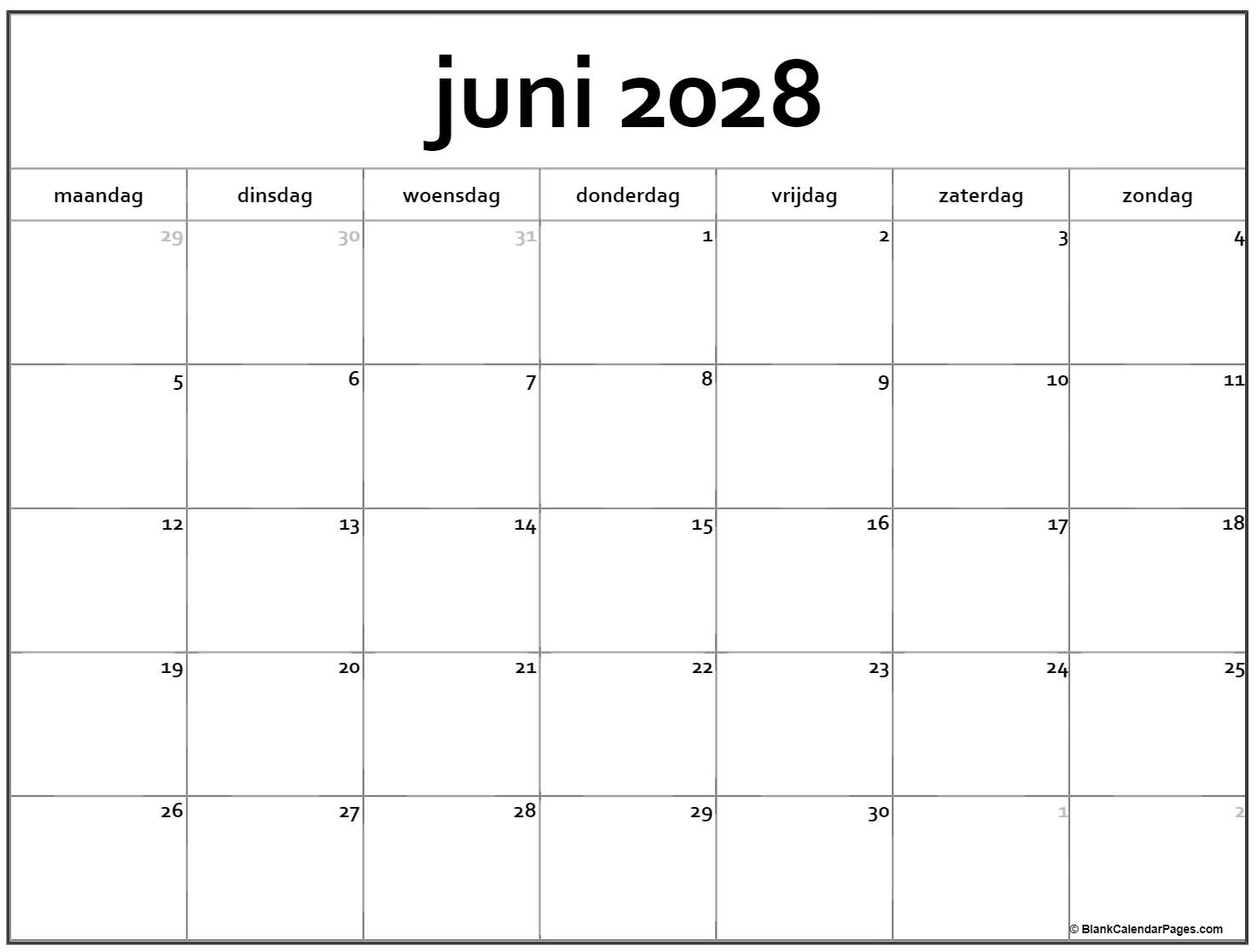 juni 2028 calendario