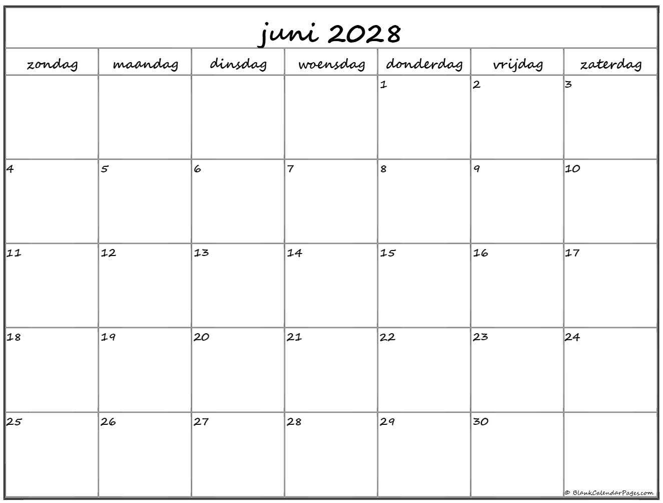 juni 2028 calendario