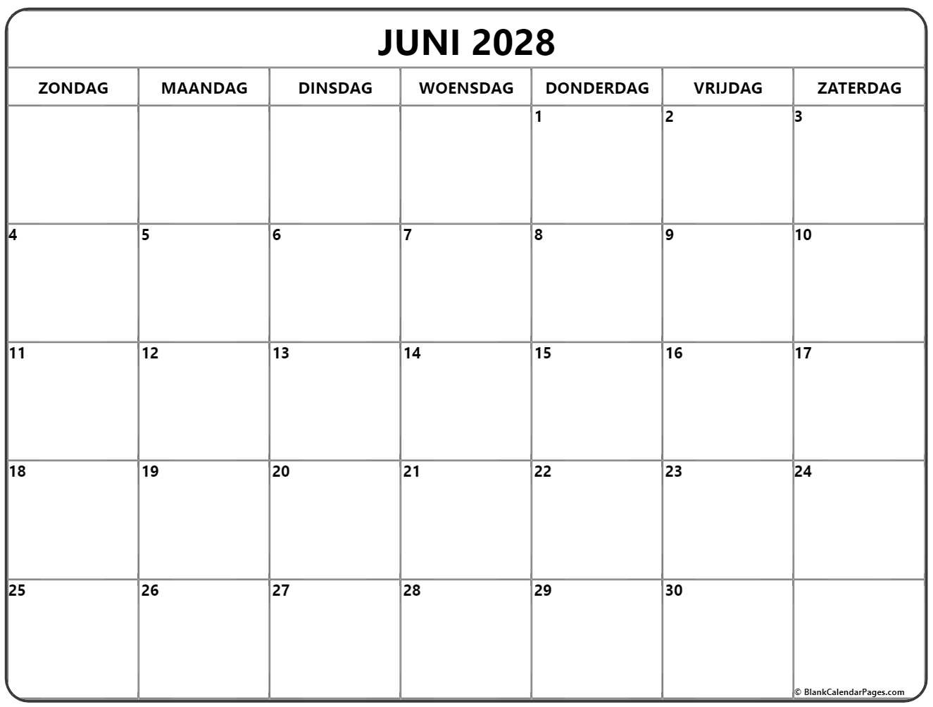 juni 2028 calendario