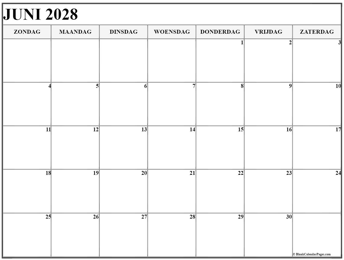 juni 2028 calendario