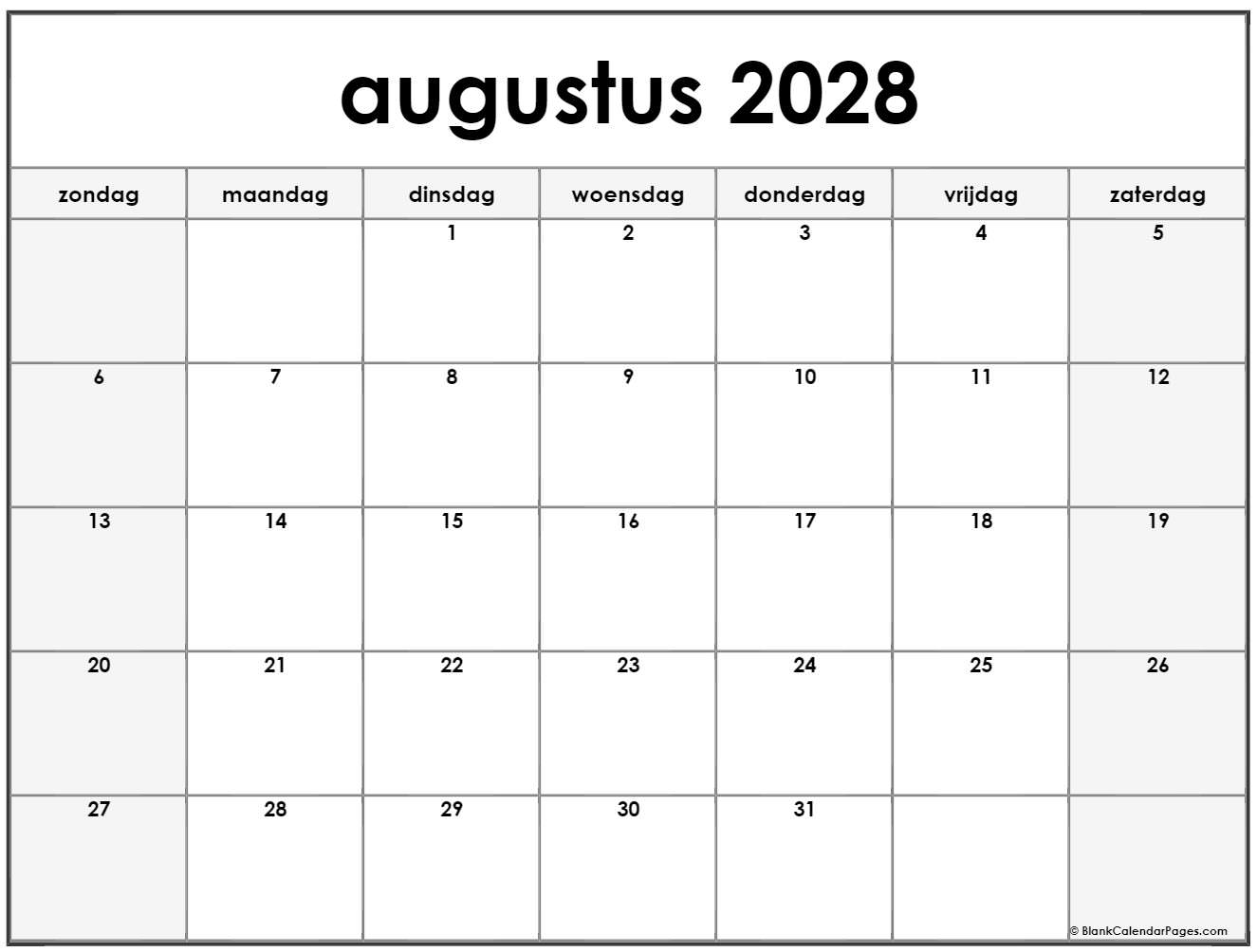 augustus 2028 calendario