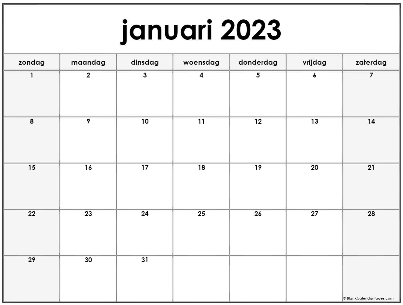 januari 2023 kalender Nederlandse Kalender januari