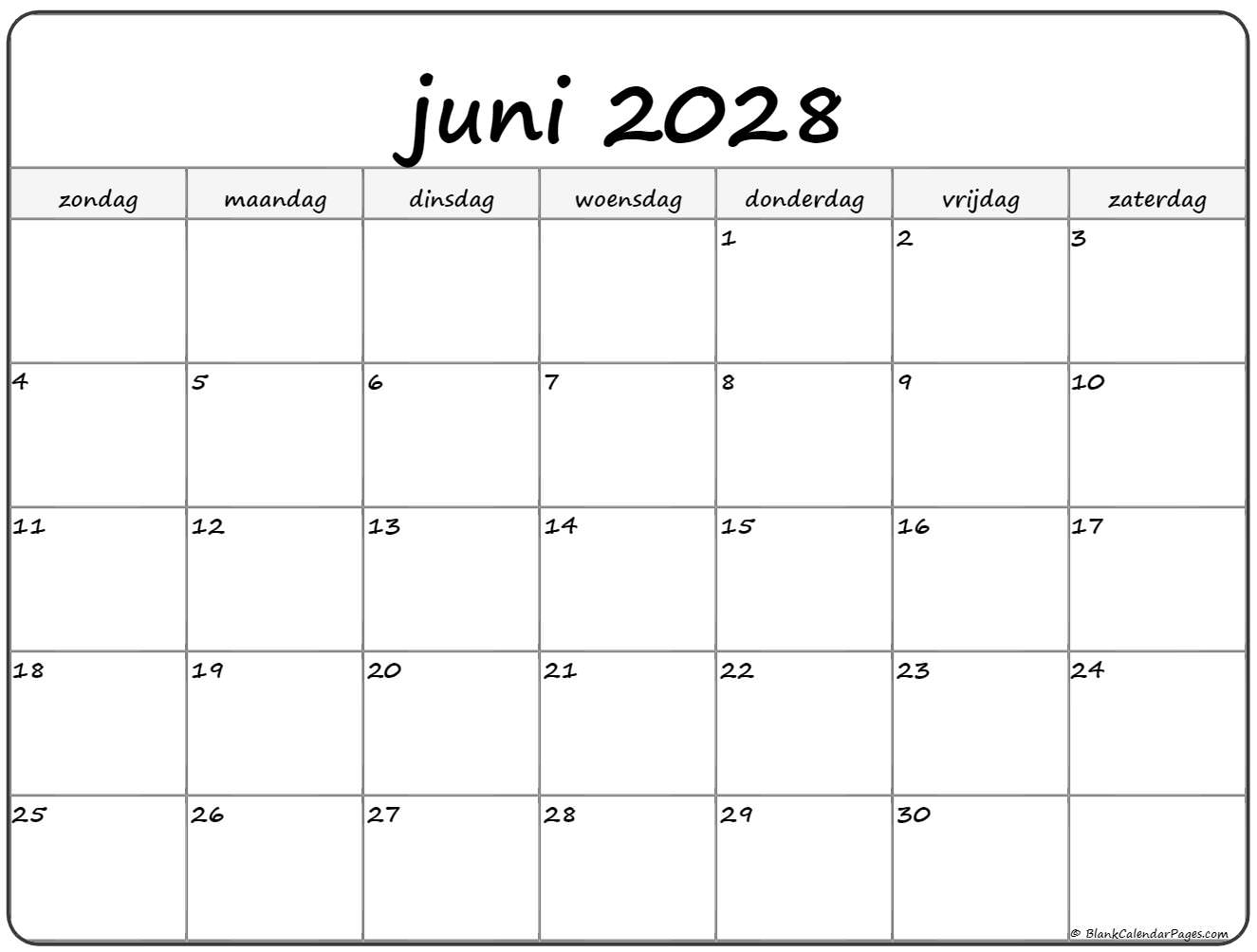 juni 2028 calendario