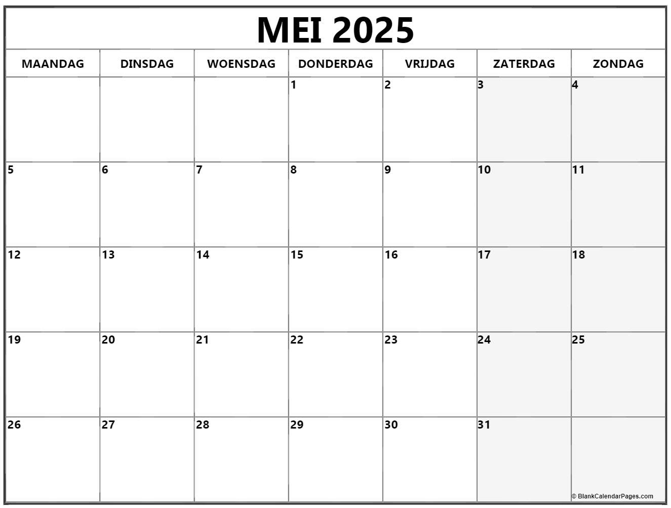 mei 2025 kalender Nederlandse Kalender mei