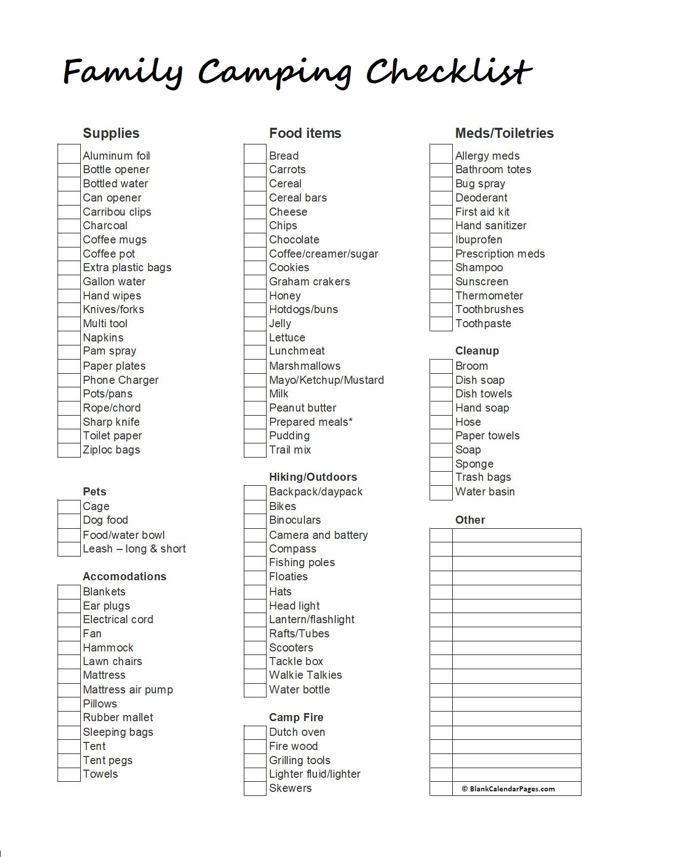 Camping packing list | Camping checklist