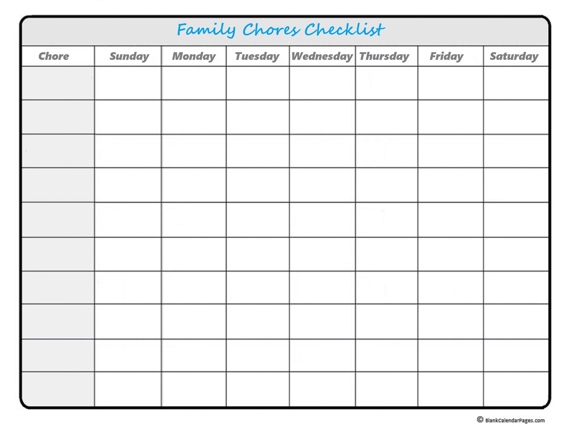 Chore List Spring Cleaning Chores For Kids