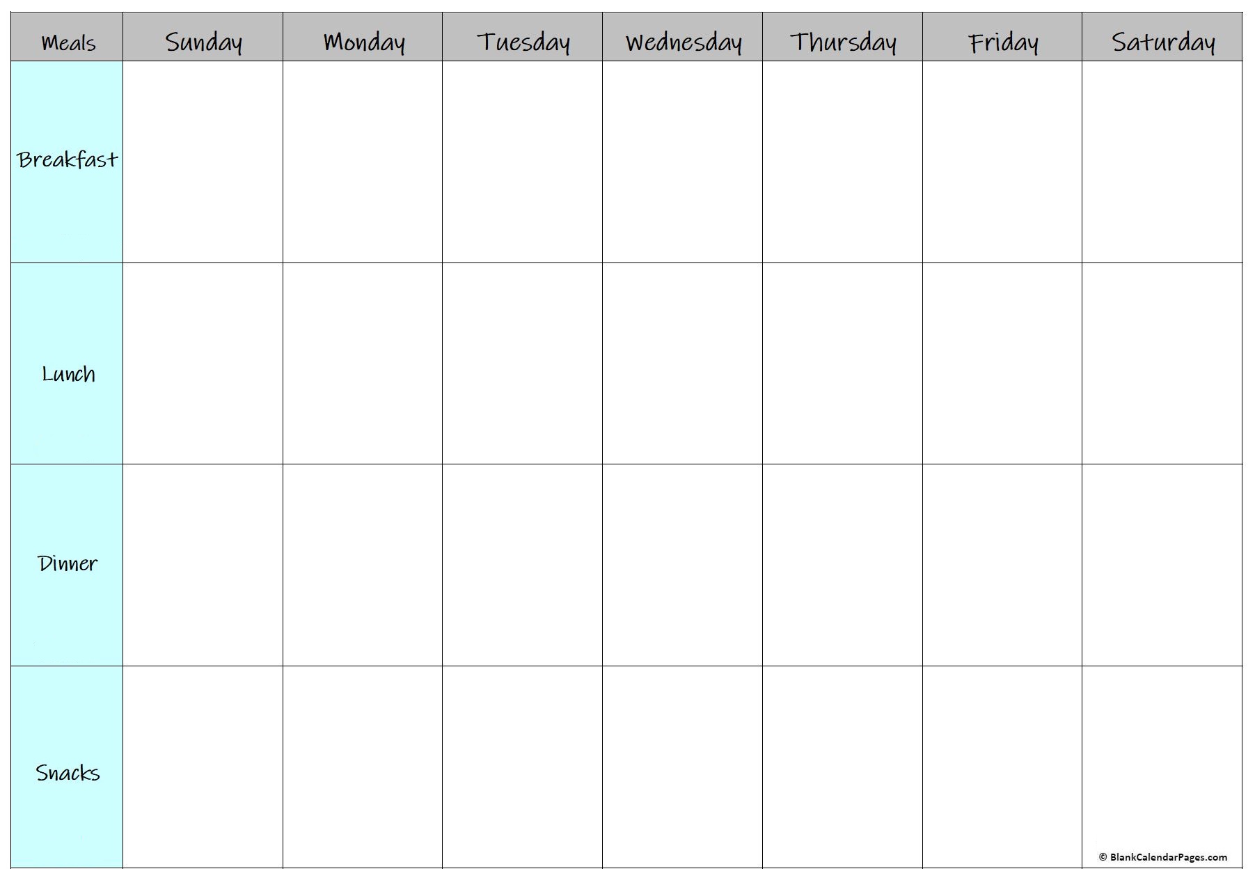 printable monthly meal planner