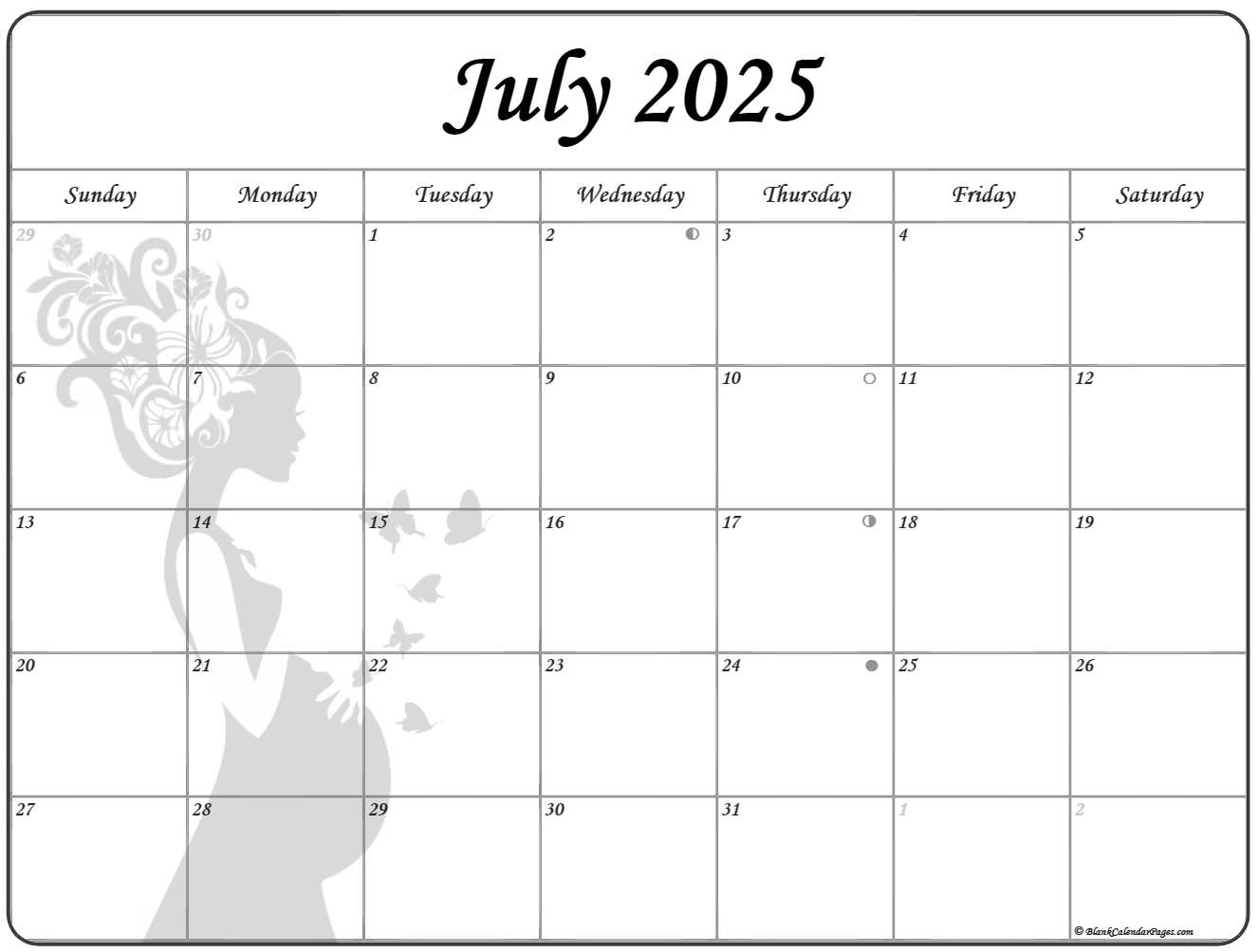 Collection of July 2025 photo calendars with image filters.