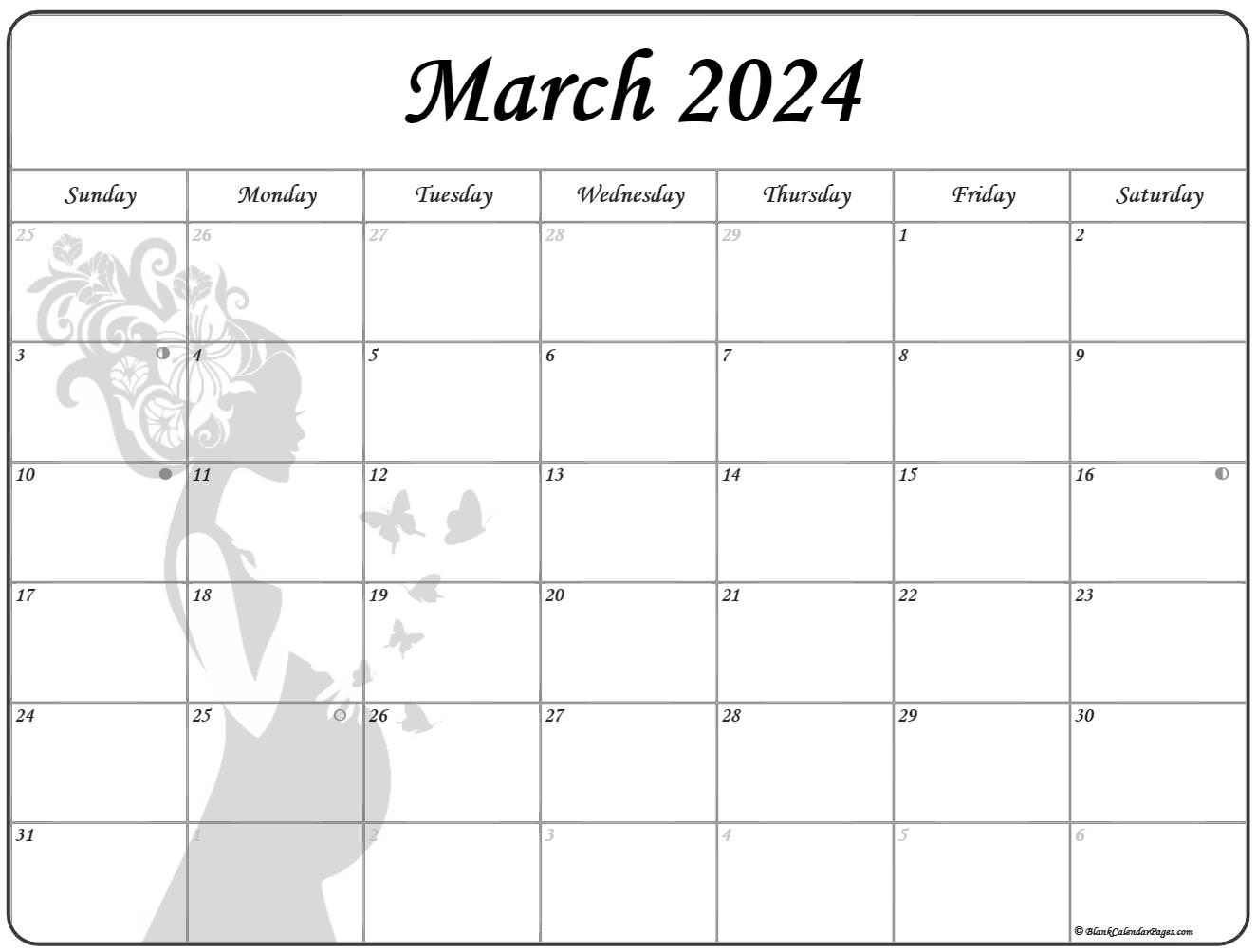 Collection of March 2022 photo calendars with image filters.