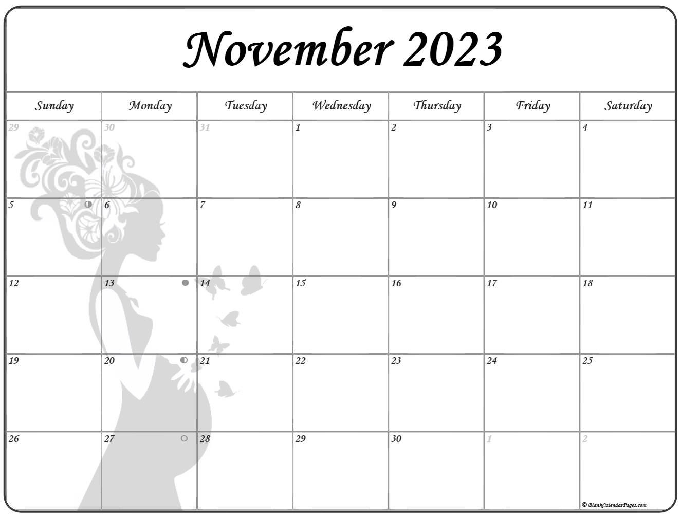 Collection of November 2023 photo calendars with image filters.