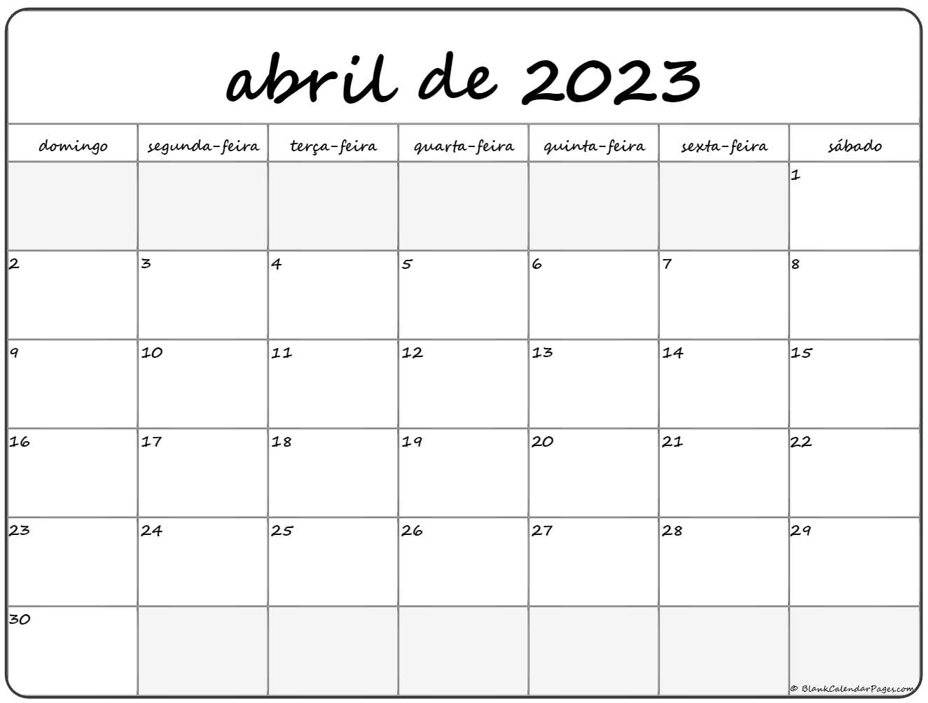 Abril De 2023 Calendario Grátis Em Português Calendario Abril 6621