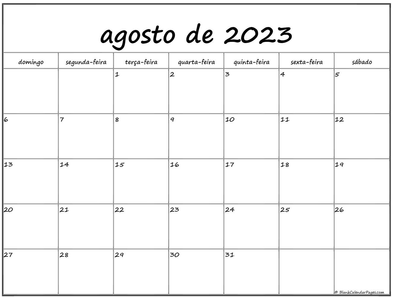 Agosto De 2023 Calendario Grátis Em Português Calendario Agosto