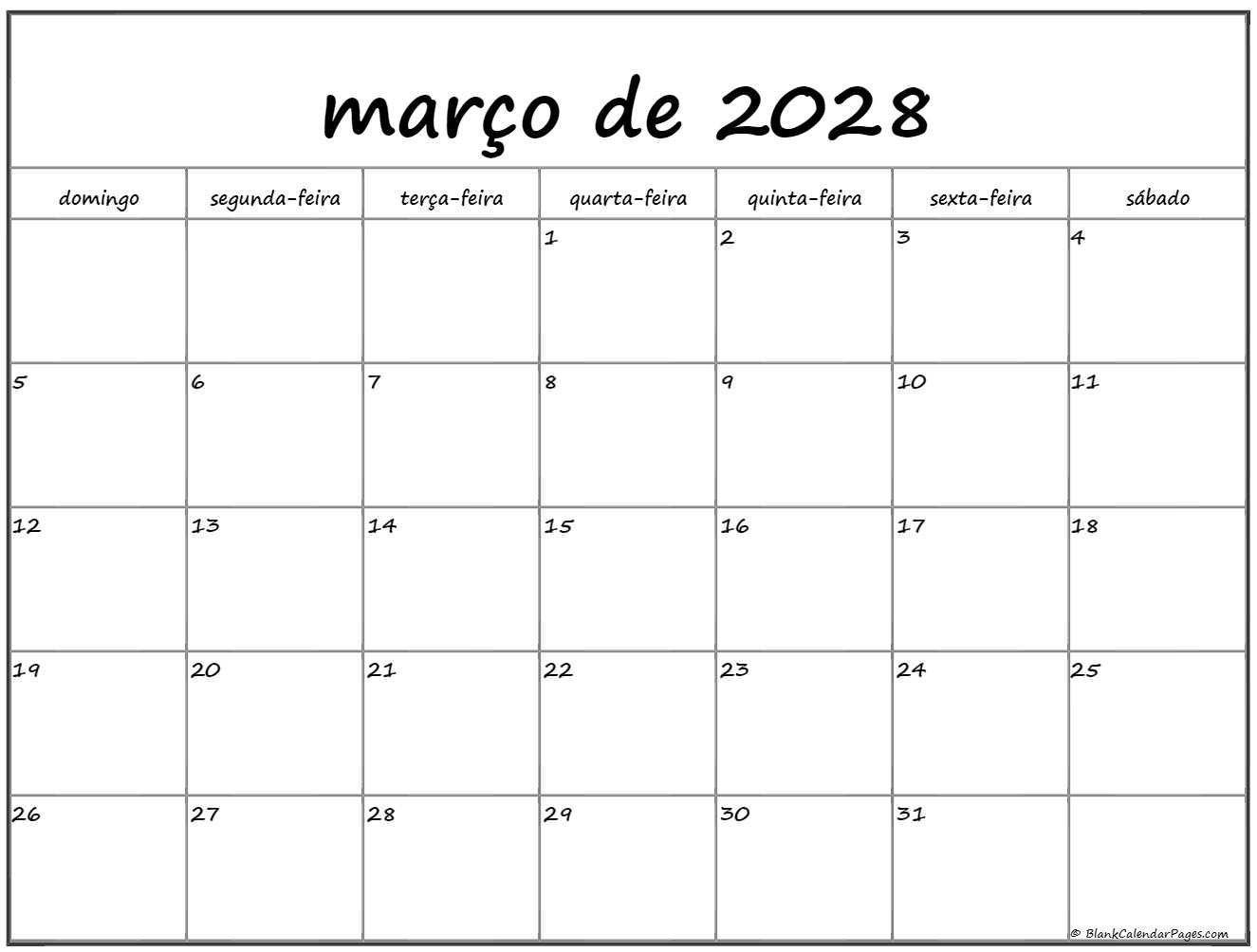 março de 2028 calendario
