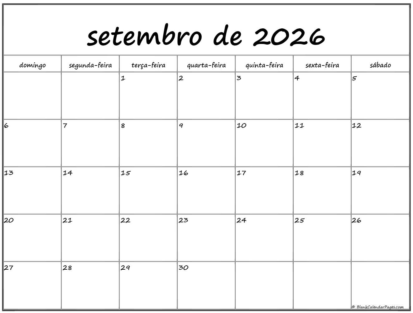 Setembro De 2026 Calendario Gr tis Em Portugu s Calendario Setembro