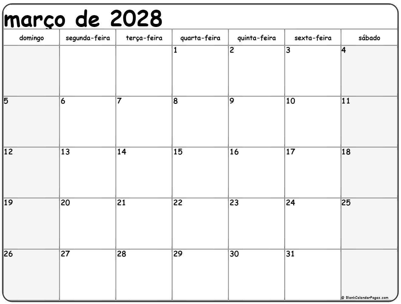 março de 2028 calendario