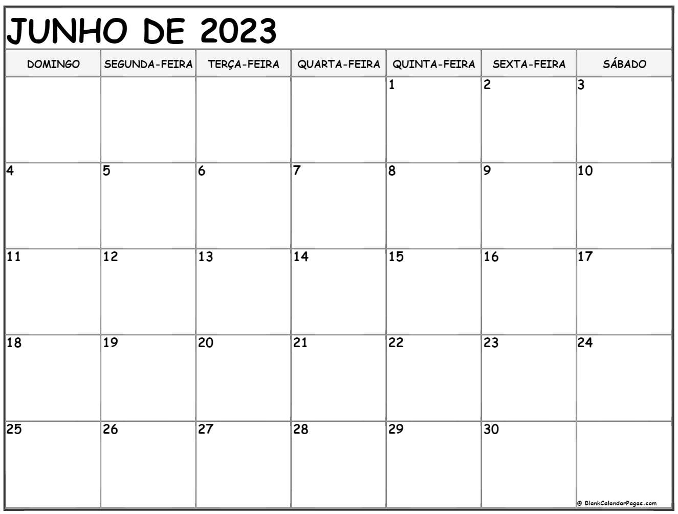 Junho De 2023 Calendario Grátis Em Português Calendario Junho