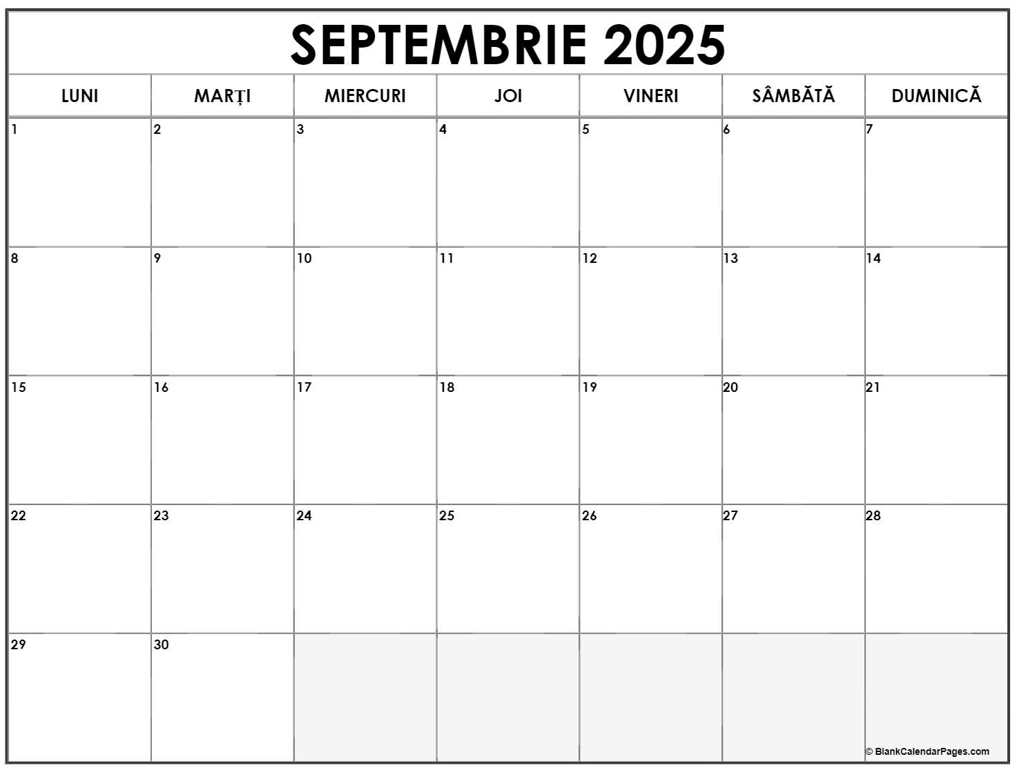 Calendarul septembrie 2025 imprimabil gratuit in romana