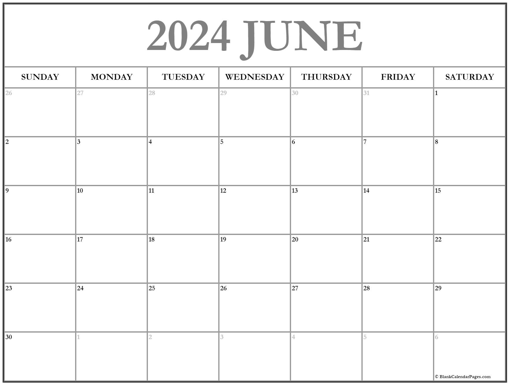 Free Printable June 2023 Calendar Page