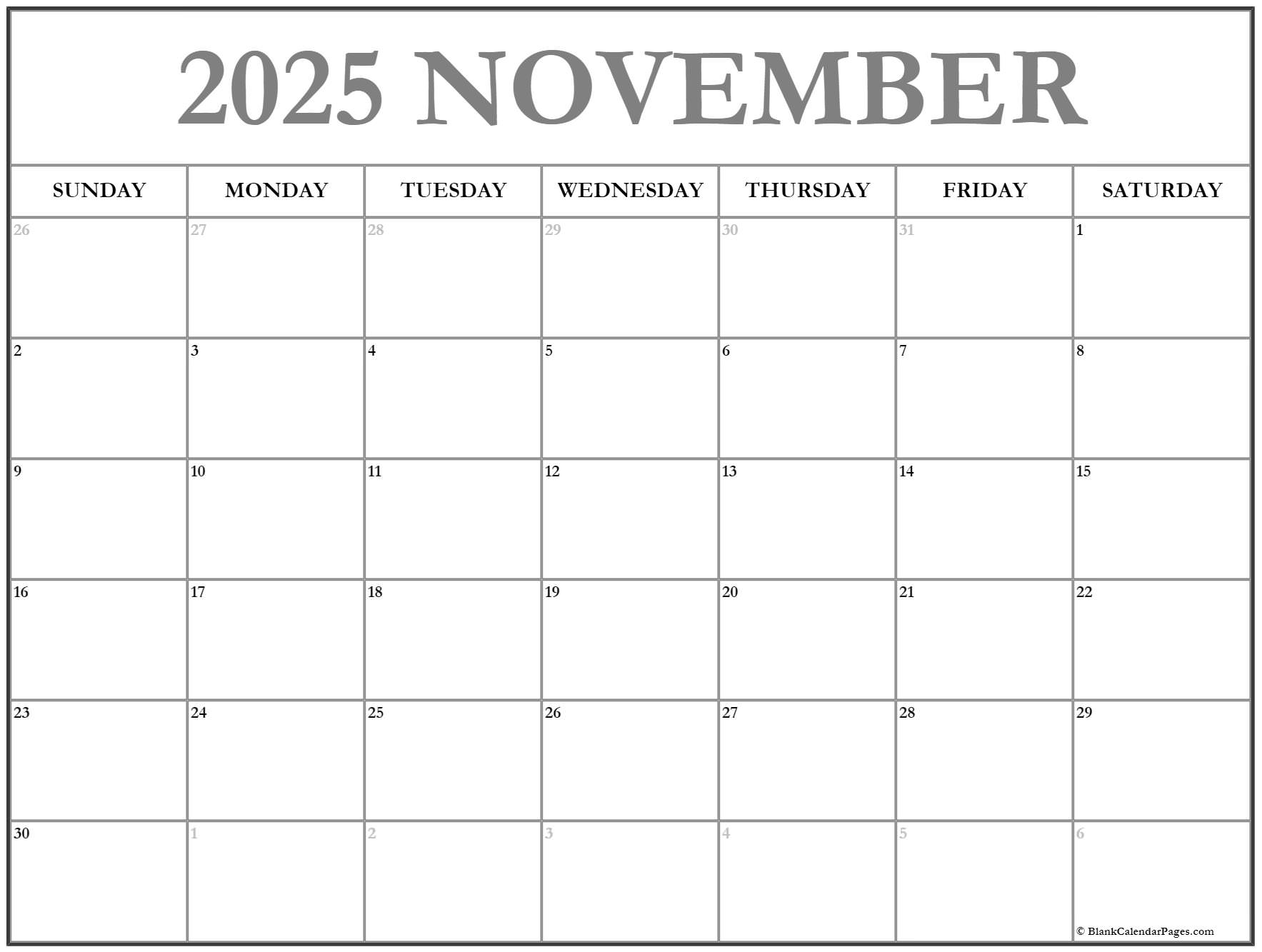 November 2025 calendar free printable calendars