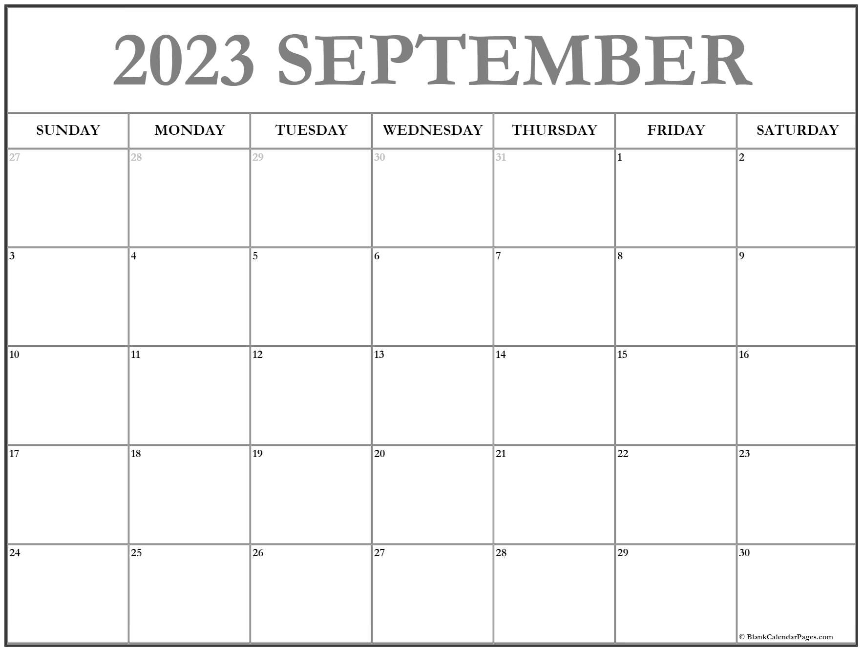 September 2023 Calendar Free Printable Calendar Collection Of 