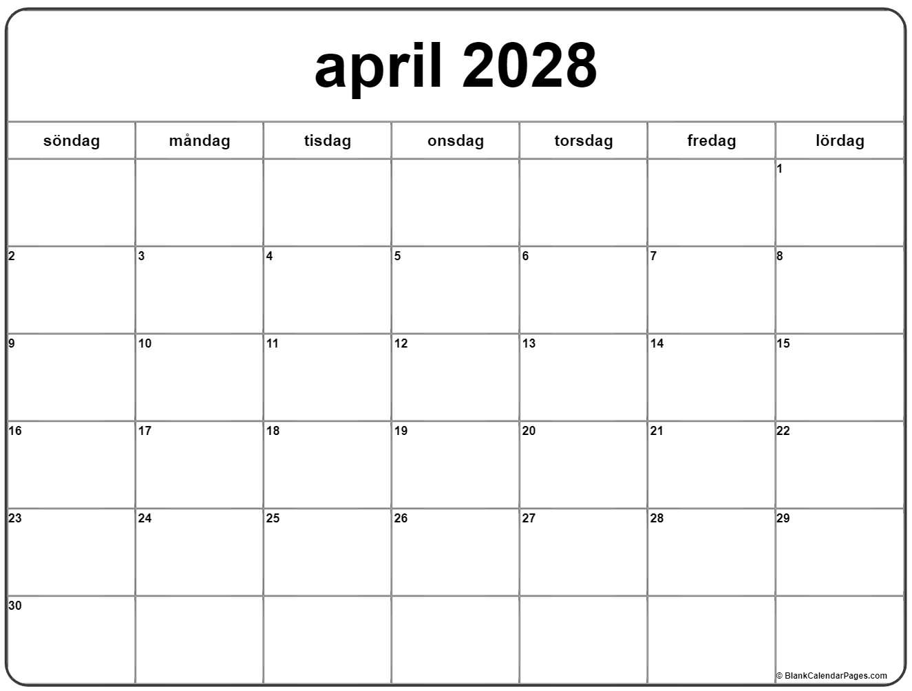 april 2028 kalender