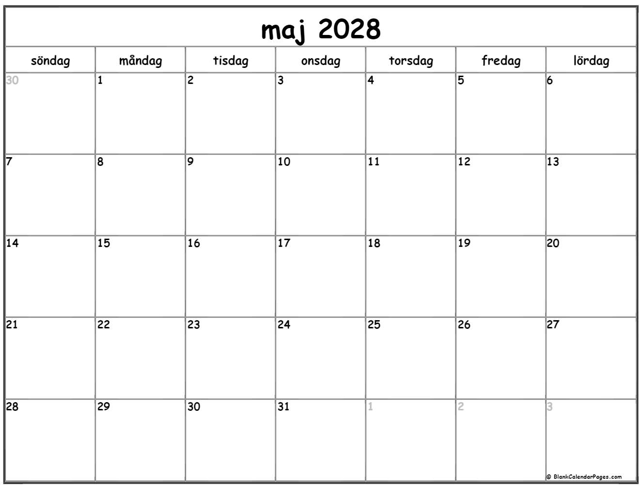 maj 2028 kalender