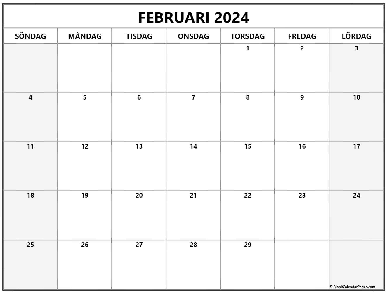 februari 2021 kalender Svenska | Kalender februari