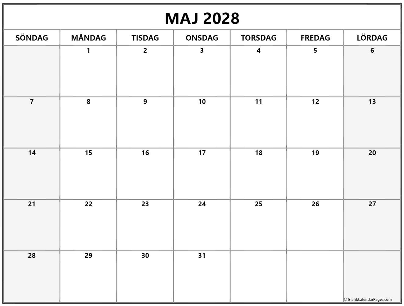 maj 2028 kalender