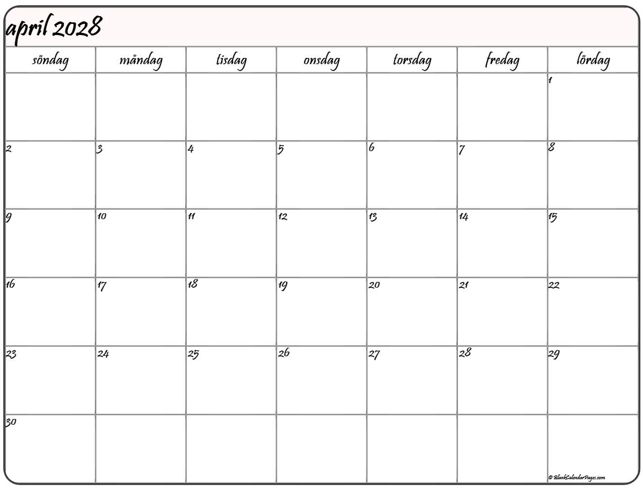 april 2028 kalender