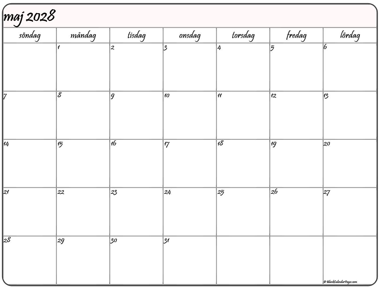 maj 2028 kalender