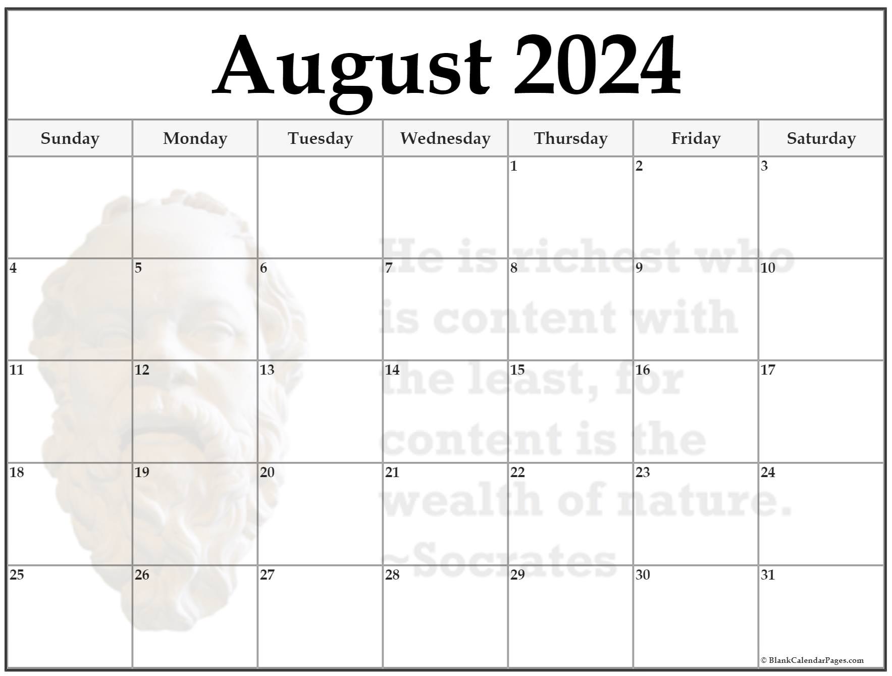 24+ August 2024 quote calendars