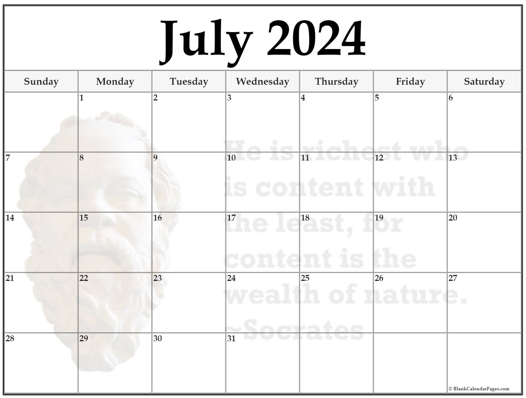 24+ July 2024 quote calendars