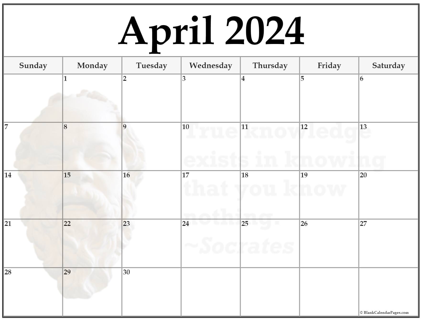 24+ April 2024 quote calendars