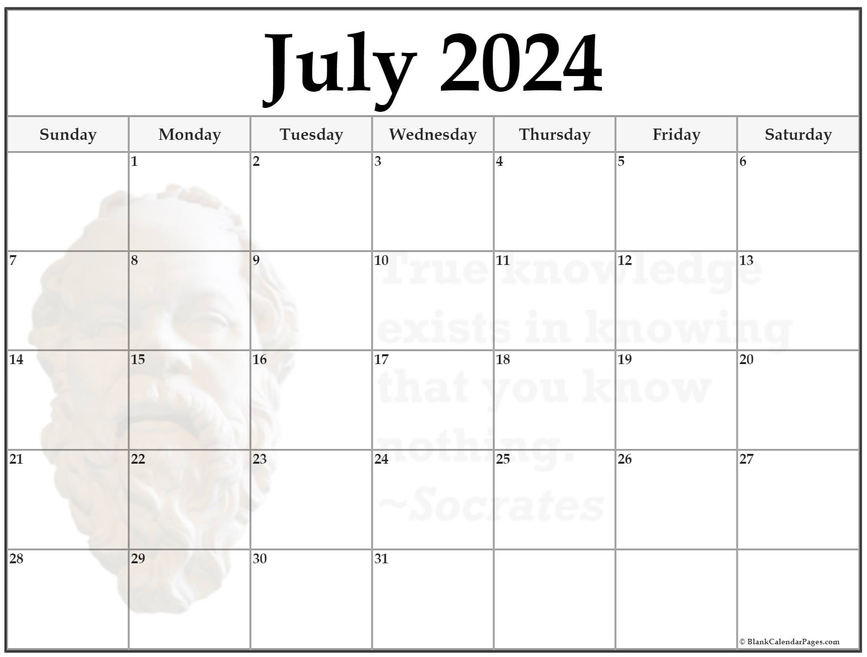 24+ July 2024 quote calendars