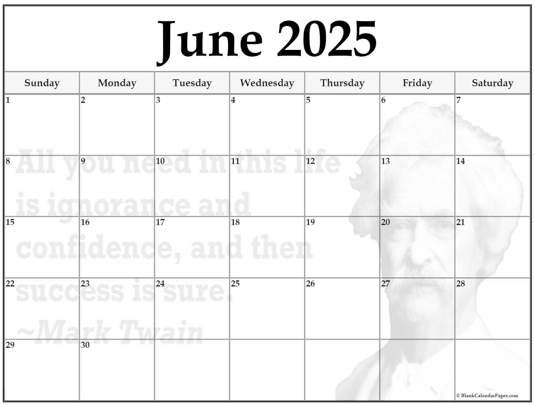 24+ June 2025 quote calendars