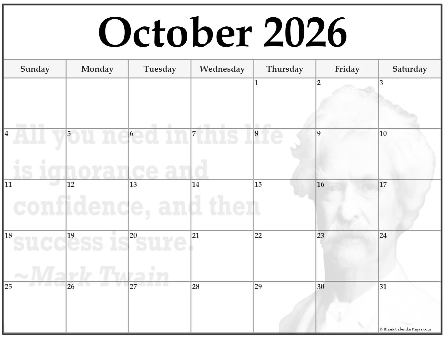 24+ October 2026 quote calendars