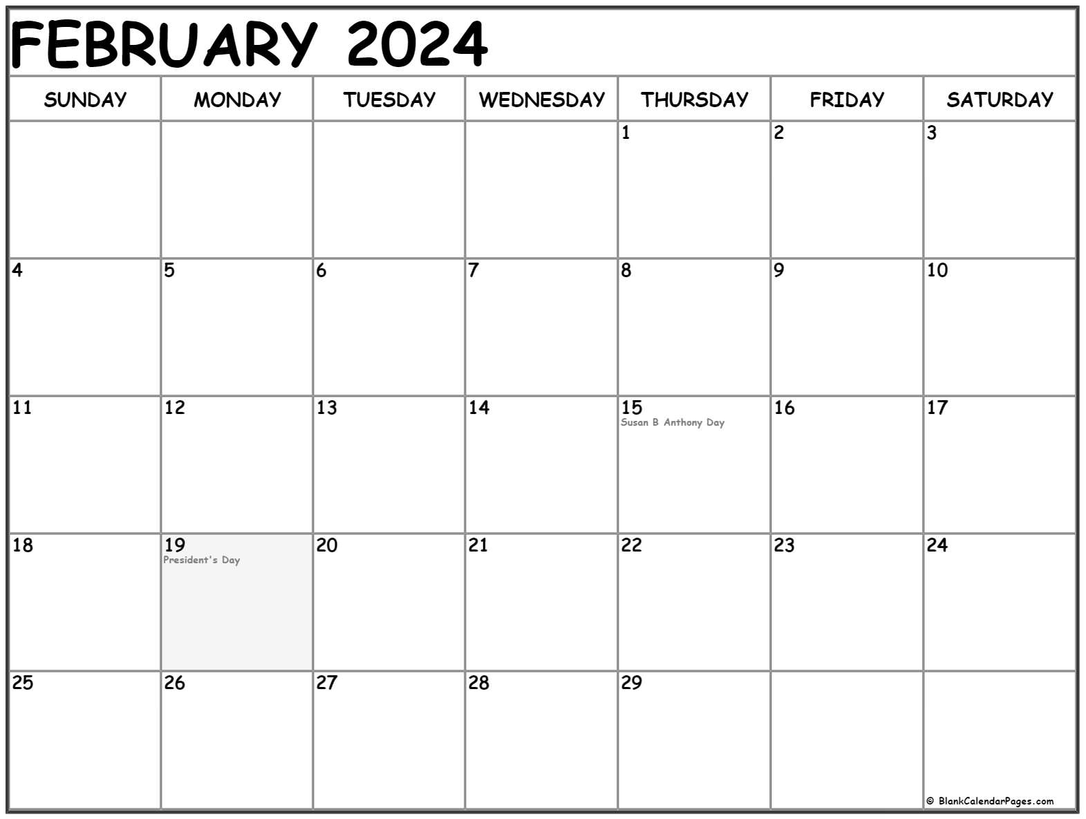 February 2021 Calendar With Holidays