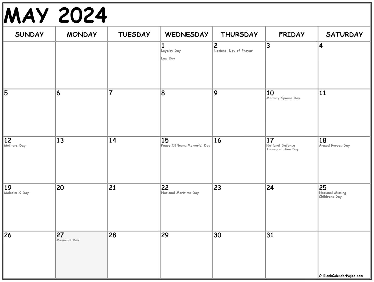 2024 May Holidays and Observances - May Calendar of Holidays
