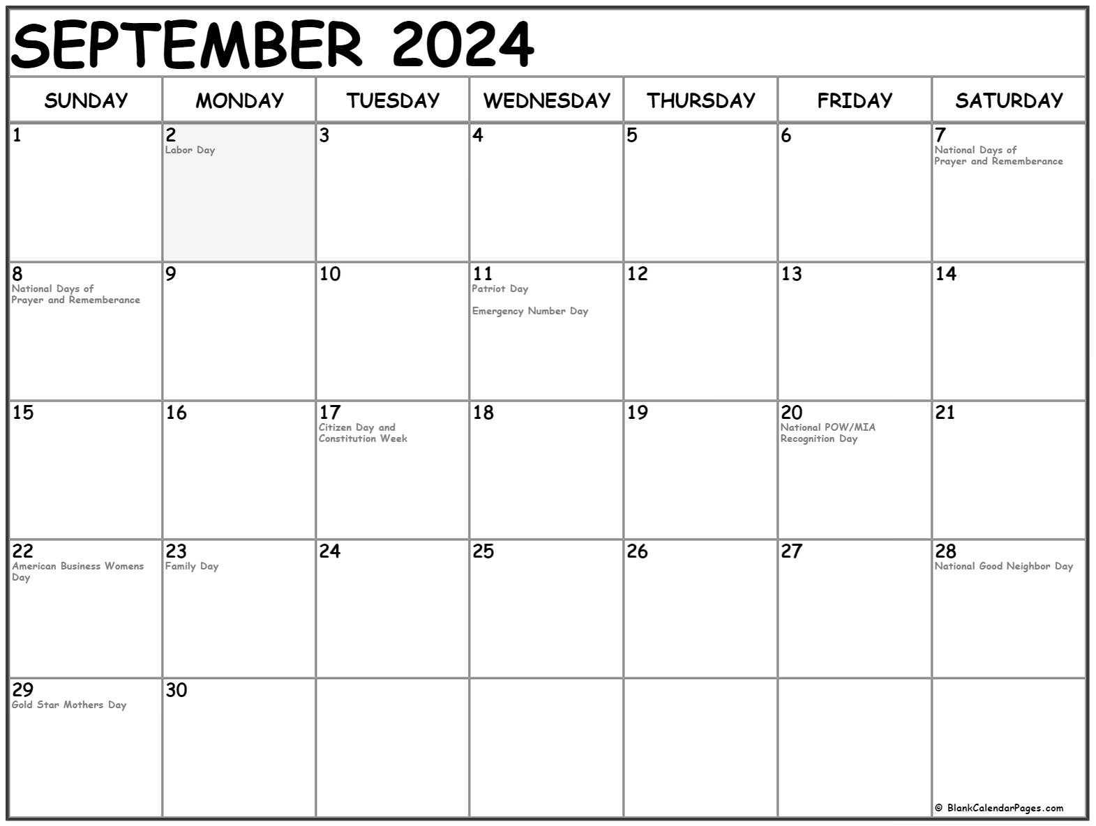 September 2022 Holiday Calendar September 2022 With Holidays Calendar