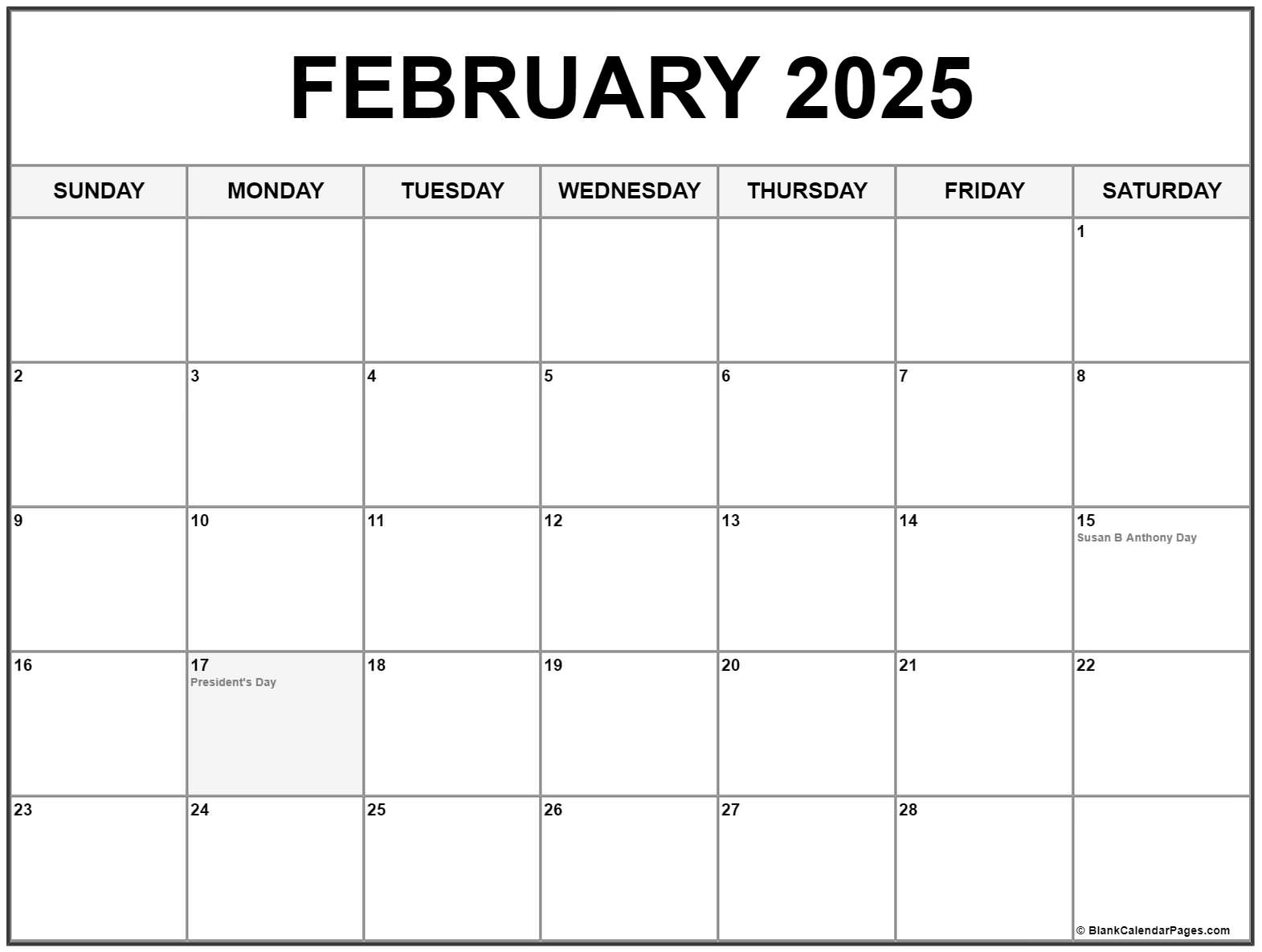 Calendar For February 2025 
