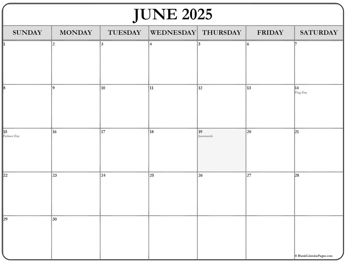 June 2019. Incluides US federal holidays and observations June 2019 USA holiday calendar. Incluides US federal holidays and observations