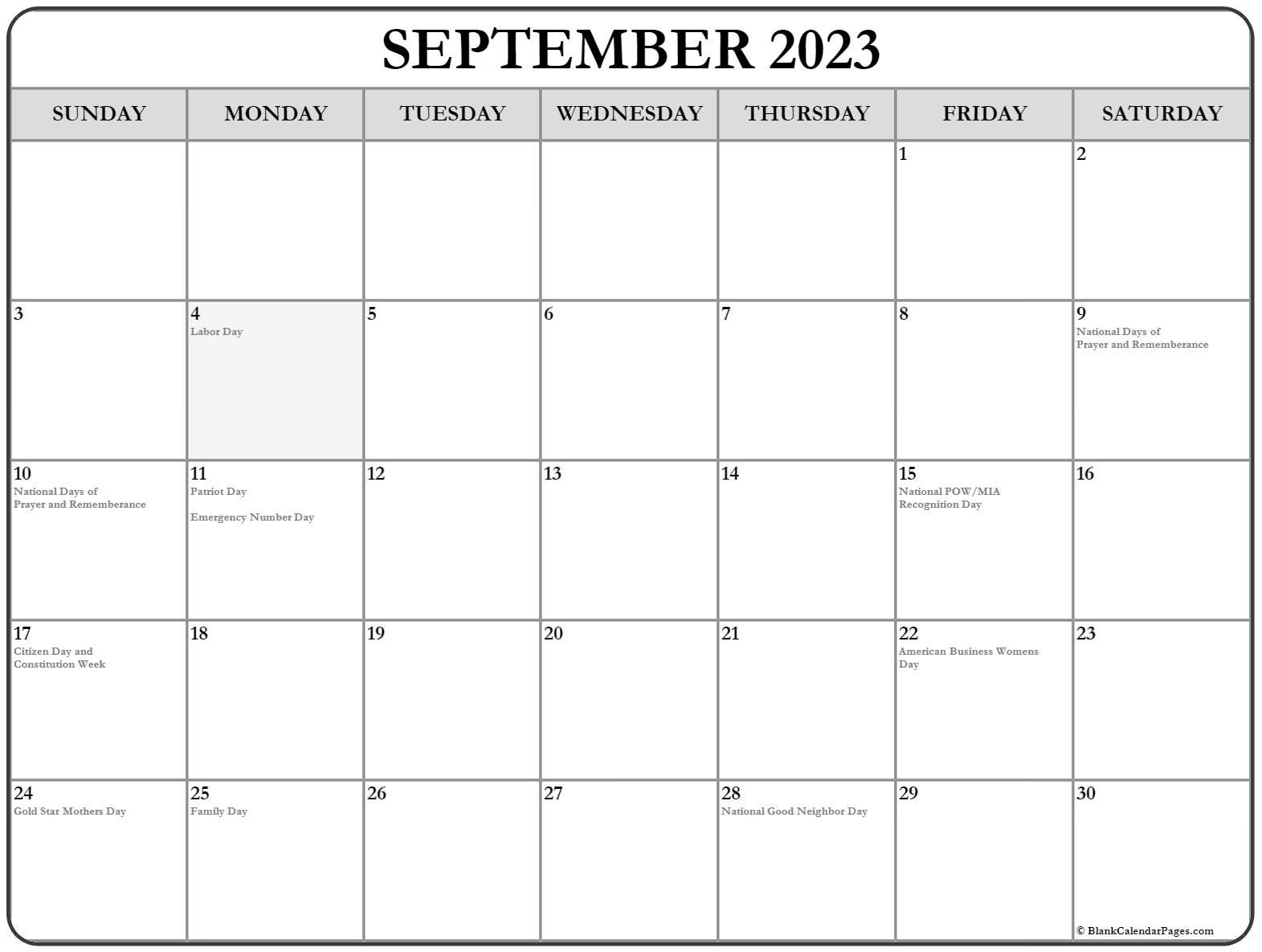 September Calendar 2023 2023 Calendar September Printable Template 
