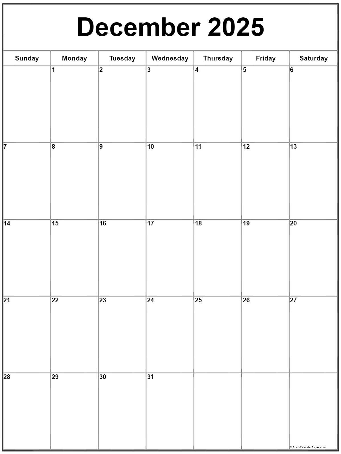 December 2025 Vertical Calendar Portrait   December 2025 Calendar Vertical1 