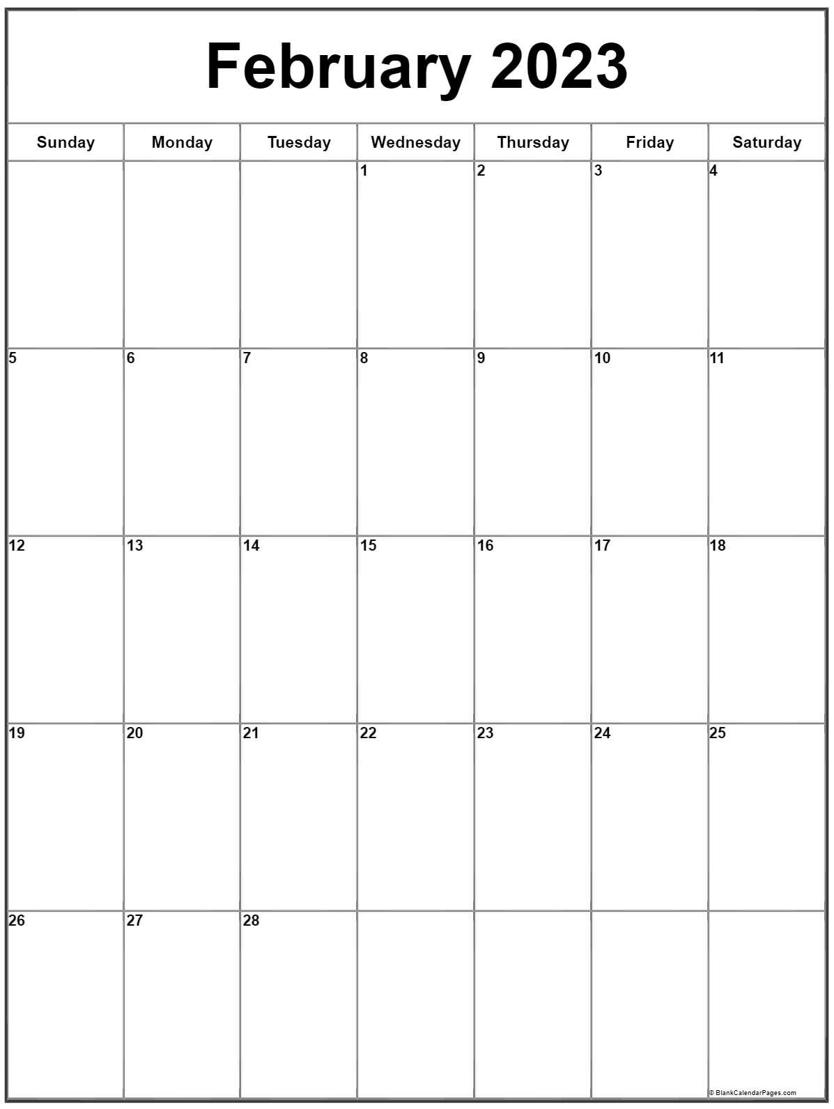 February 2023 Vertical Calendar Portrait   February 2023 Calendar Vertical1 